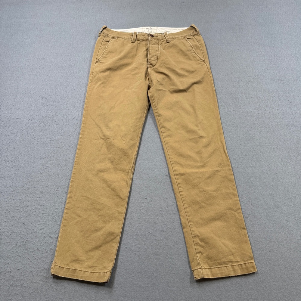 Hollister California Pants Men's 33x32 Khaki Tan Chino Straight Leg High Rise